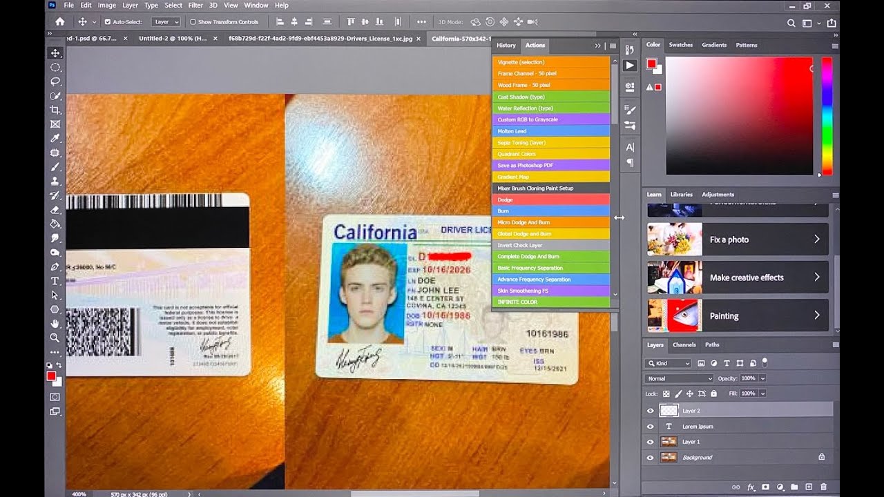 Photoshop tutorial for scammers - How to create a drivers license  
