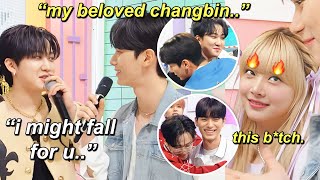 Eunchae's reaction to Chaemin & STRAY KIDS Changbin *FLIRTING* in front of her (intense bromance) 😂