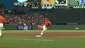 LAD@SF: Posey hits an RBI double to open the scoring