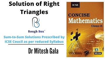 SOLUTIONS OF RIGHT TRIANGLES | Ch-24 | Ex.24A Part 1 | Class 9 | SELINA | Mathematics