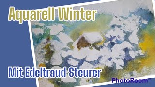 ✨ Schneelandschaft als Weihnachtskarten einfach in Aquarell - easy watercolor painting undertitle