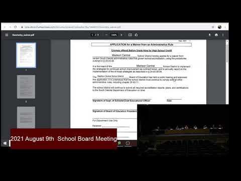 Madison Central School District School Board Meeting August 9th 2021