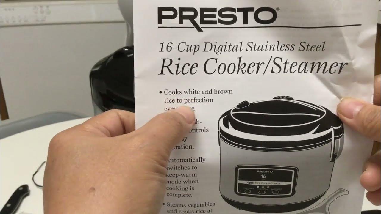 PRESTO 16Cup Digital Stainless Steel Rice Cooker/Steamer NonStick