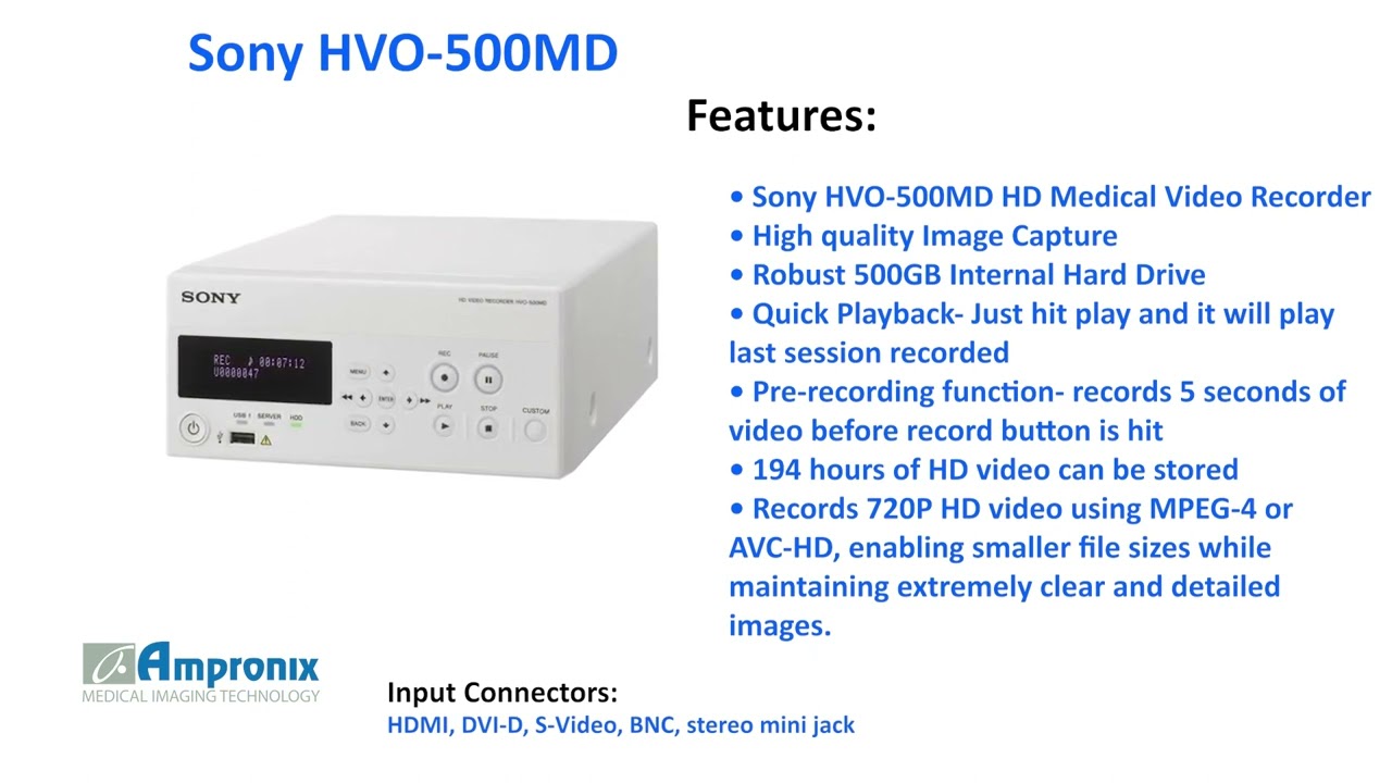 Sony HVO-500MD HD Medical Video Recorder Sales | Service | Repair | Exchange | Replacement