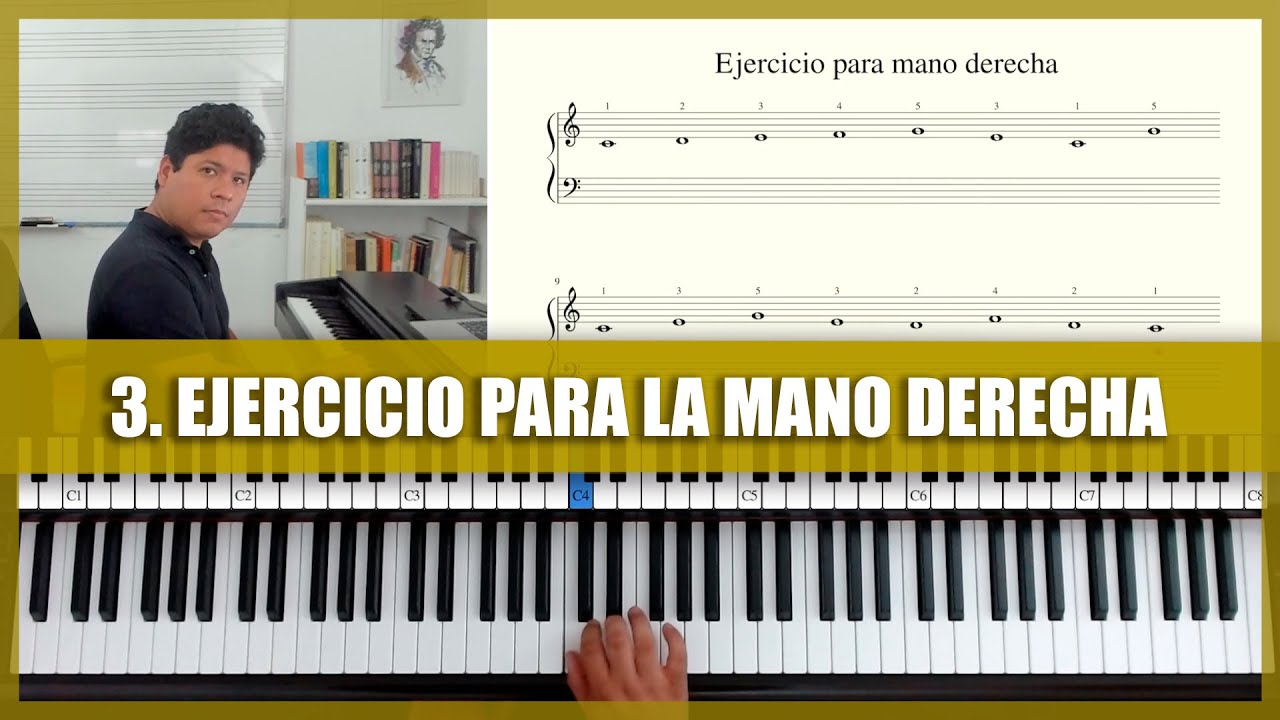 3. CURSO COMPLETO DE PIANO 🎹: EJERCICIO PARA LA MANO DERECHA Y CLAVE DE SOL