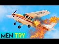 Men Try Flying an Airplane