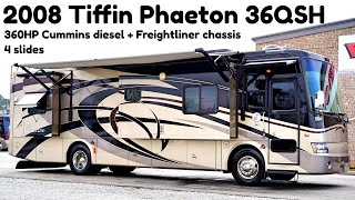 2008 Tiffin Phaeton 36QSH A Class 360HP Cummins Diesel Pusher from Porter’s RV Sales  $124,900