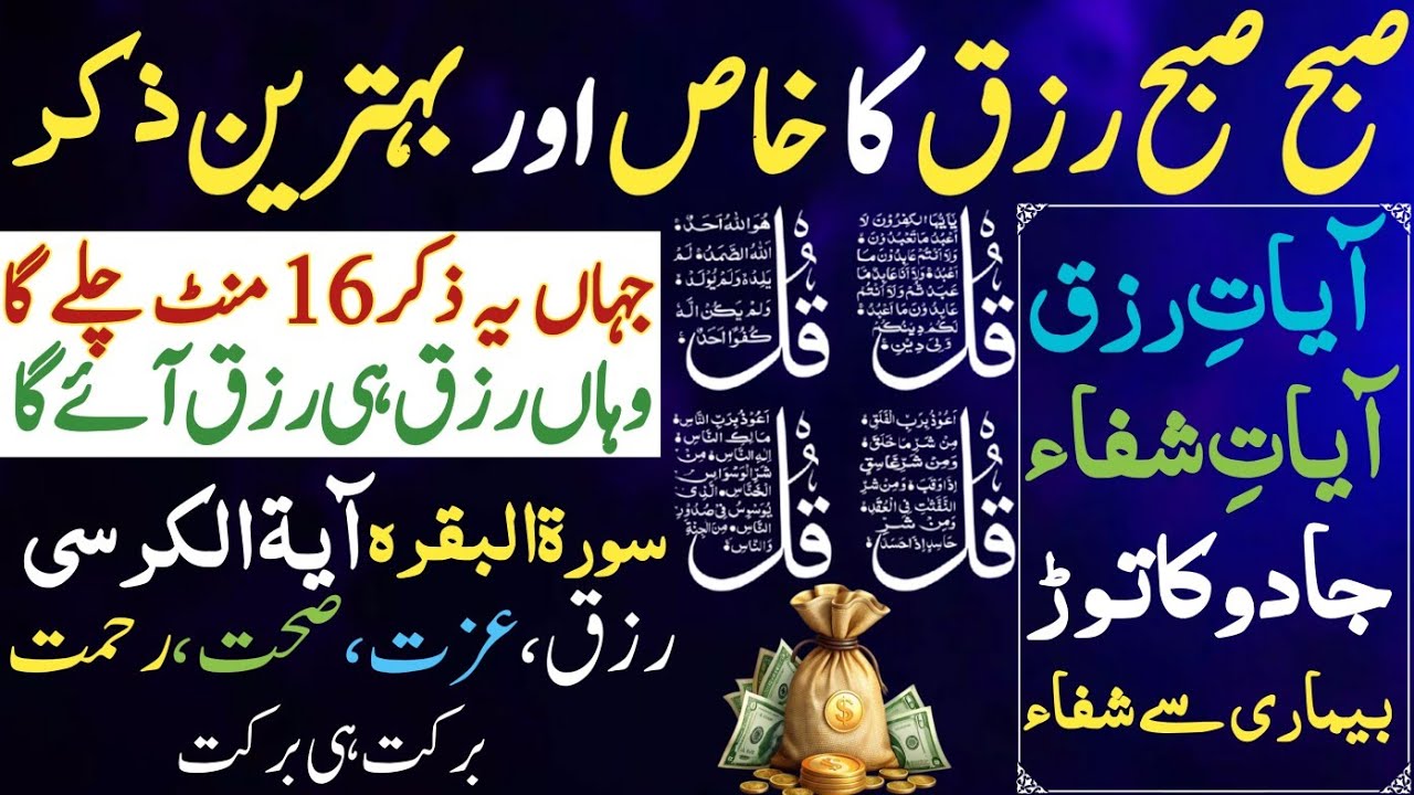 ❤Morning Wazifa | Surah Fatiha | Ayatul Kursi | Surah Baqarah | Darood Tanjeena | 4 Qul Episode 