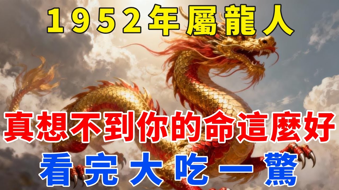 1952年屬龍人，壬辰年出生，你的命這麼好，真想不到！看完你會大吃一驚！【梵心若素】#生肖 #運勢 #風水 #財運 #命理