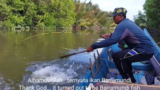 ในตอนท้ายของการรอคอย ปลา Barramundi ตัวใหญ่ตัวนี้ทำให้รีลกรีดร้อง