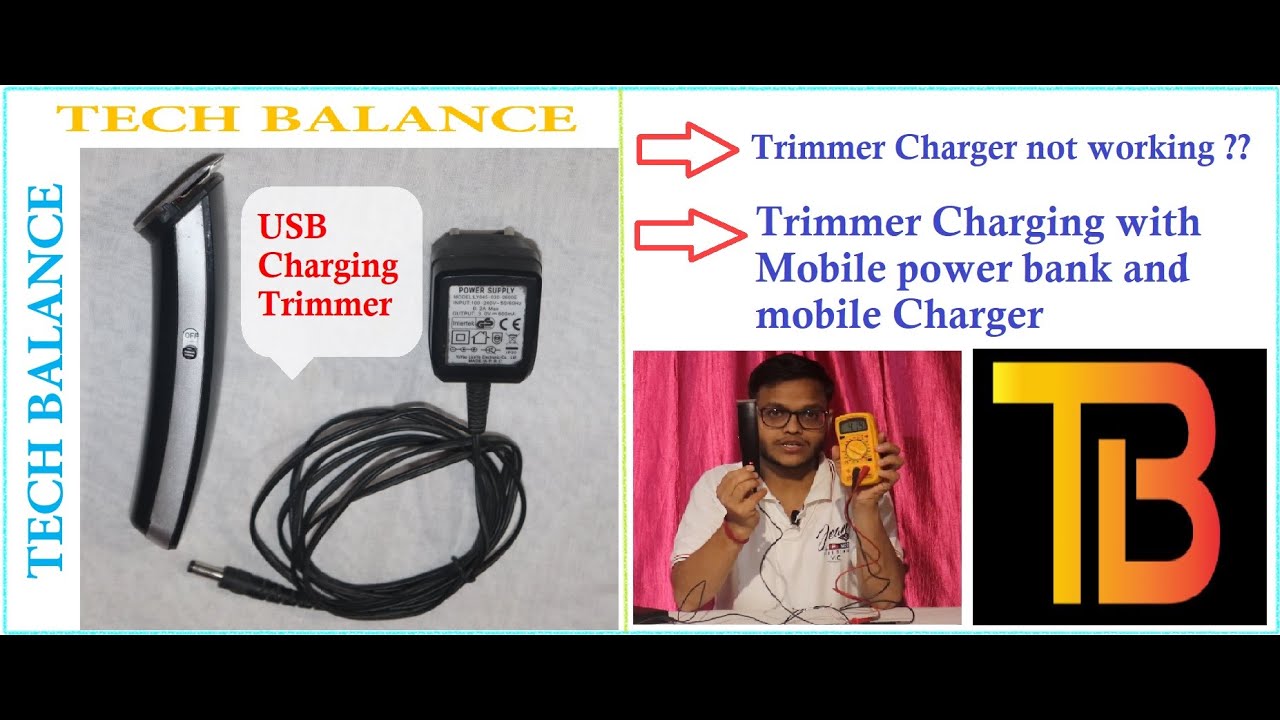 Trimmer charging with power bank 🔋 and mobile charger 🔌 || ट्रीमर को USB से कैसे चार्ज करें