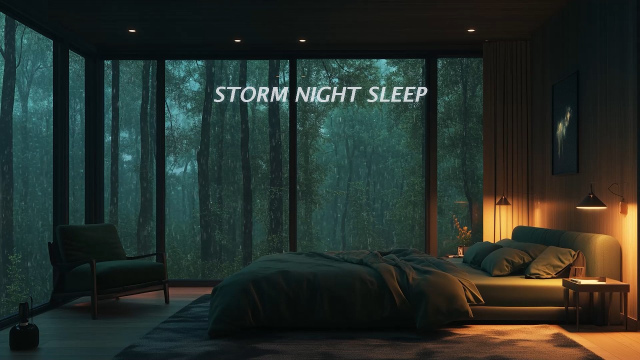 Storm Night Sleep — Heavy Rain & Distant Thunder in the Woods | 10 Hour Deep Sleep