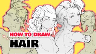 HOW TO EASILY DRAW HAIR (male & female)