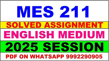 mes 211 solved assignment 2025 | mes 211 solved assignment in english 2025 | mes 211 2024-25