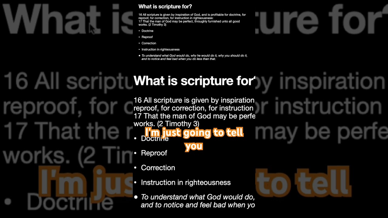 What is the purpose of Scripture? 