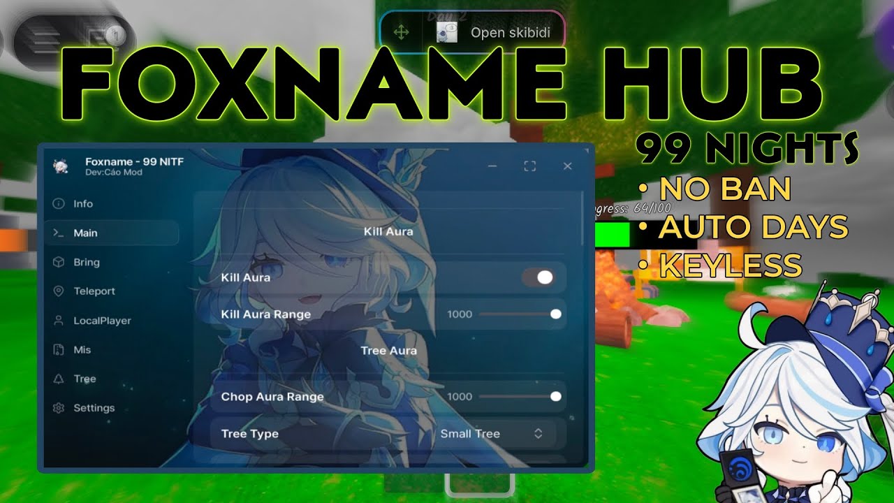[🐺] Foxname Hub Mobile Script 99 Nights in The Forest │ NO KEY 🔑 │ KRNL ...