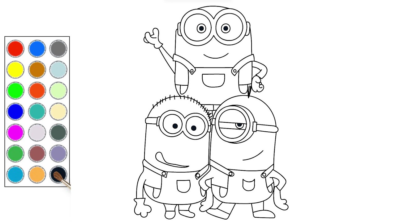como dibujar y colorear a los minions, dibujos para niños - YouTube