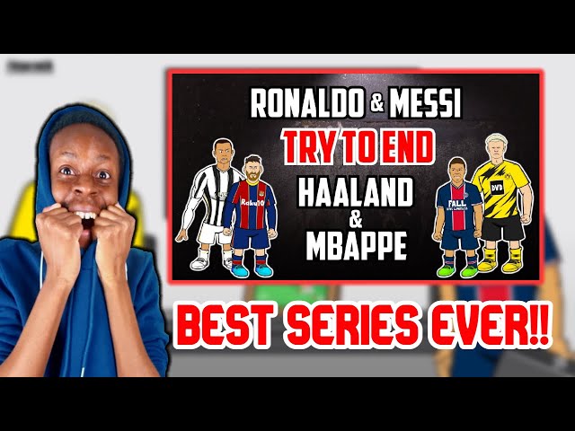 44200ns : Ronaldo + Messi VS Mbappe + Haaland Reaction class=