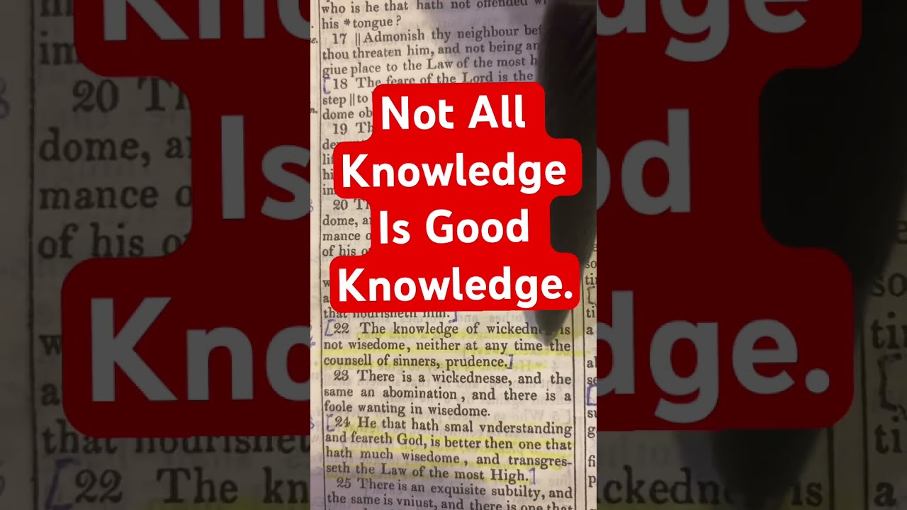 Reject The Knowledge Of Wickedness Ecclesiasticus 19 22 God Israel Bible