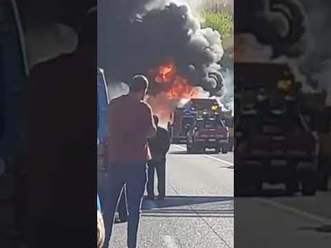 Mezzo pesante divorato dalle fiamme sull'A2 tra Rosarno e Mileto