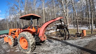 Using a 3 point Log Grapple on the Kubota M6060.