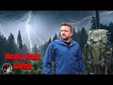 Hunkering Down in a Strong Thunderstorm - Heavy Rain Camping Adventure