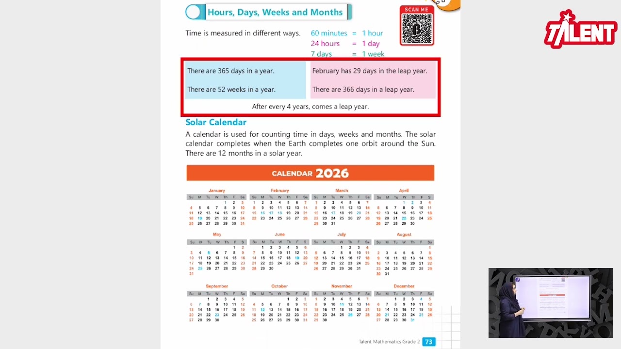 Talent Mathematics 2|Unit 6|Lec 2|Hours, Days, Weeks and Months