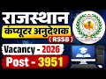 राजस्थान कंप्यूटर अनुदेशक भर्ती 2026 🔥 | RSSB 3951 Post | New Vacancy Update