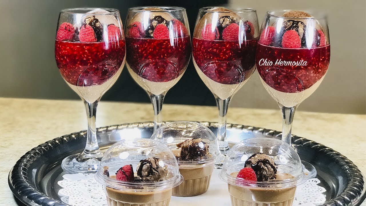 Gelatinas en copas Ferrero Rocher y 🍫frambuesa/ 14 de febrero /día de las madres/10 de Mayo