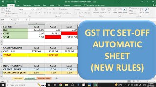 GST Tax Payment Calculation Excel Sheet || GST Challan Calculation Excel Sheet || GST Set off Rules screenshot 4