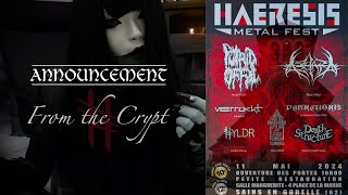 Announcement from the Crypt | Haeresis Metal Festival -11th May 24 | #hyldr