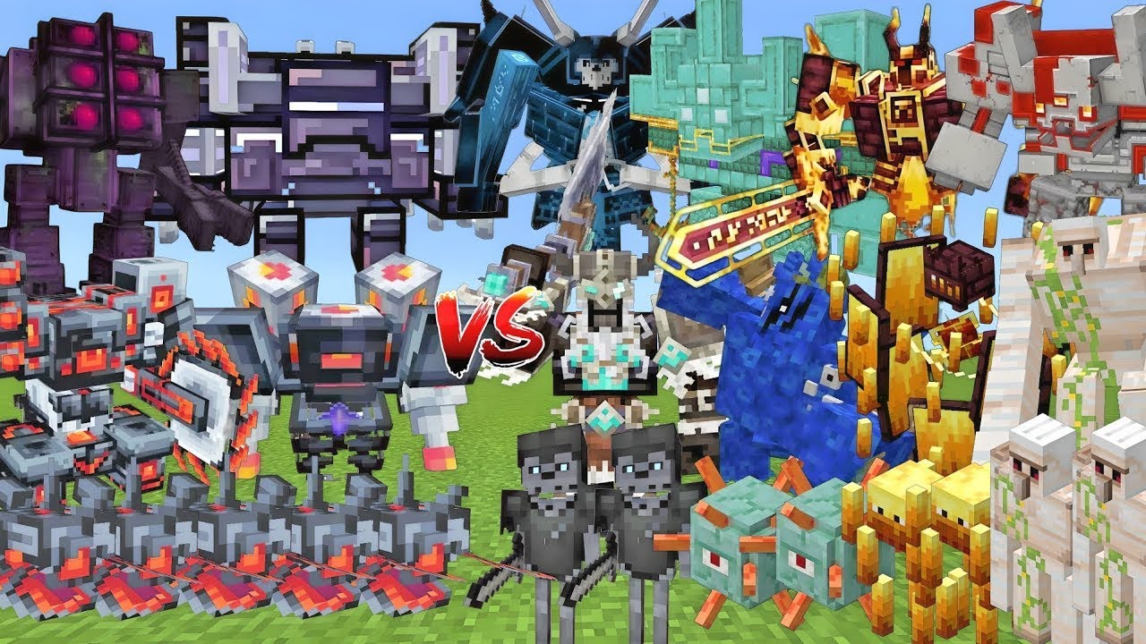 ROBOT ALLIANCE Vs IMMORTAL & BLAZE & GUARDIAN & IRON GOLEM ALLIANCE MOB BATTLE IN MINECRAFT
