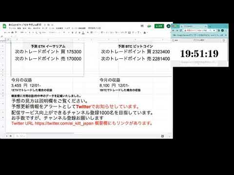 AI予想 ビットコイン・イーサリアムLive配信　2022・12・9