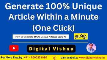 How to Generate 100% Unique Articles using AI (within a Minute) - One Click Article Generator