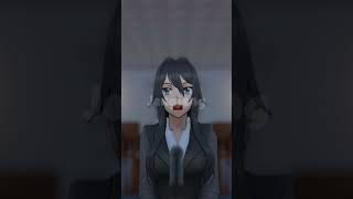 Ryoba now wears black business attire