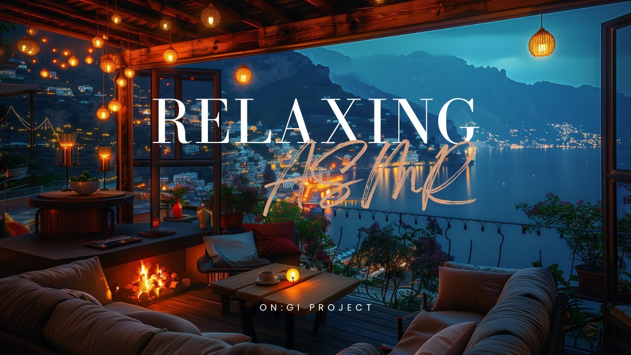 [Amalfi] 🇮🇹Midnight in Amalfi🌙Cozy Fireplace & Night Ambience (4 Hours) | ASMR, Studying, Sleeping
