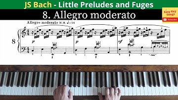 JS Bach Prelude No 8 Prelude in C Major from Little Preludes and Fuges.  Piano tutorial with score.
