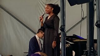 Samara Joy at Newport singing blues and engaging the crowd in a sing along