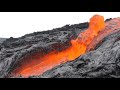 Flux rapide de lave sur les pentes du Volcan - Piton de la Fournaise
