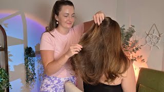 ASMR Playing With Her Long Thick Hair For Relaxation & Tingles - Ice globes, scratchers,Head MASSAGE