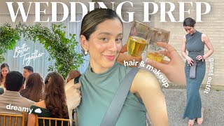 DREAM WEDDING VLOG💞 | wedding guest outfit, skincare, slick back bun, makeup, nails