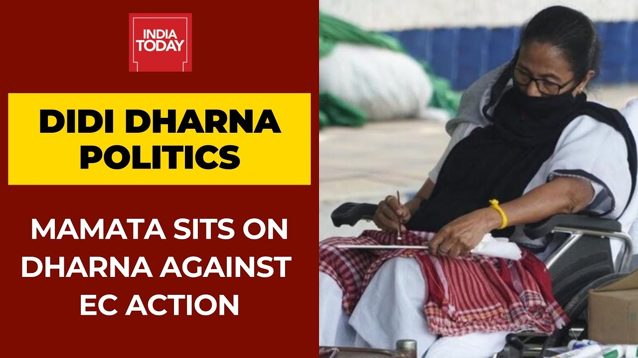 Mamata Banerjee Sits On Dharna Against EC Campaign Ban; Paints Picture At Protest Site