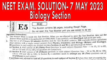 Neet  EXAM Answer key 7 MAY 2023 | set E5 | Biology Section | Kota science hub