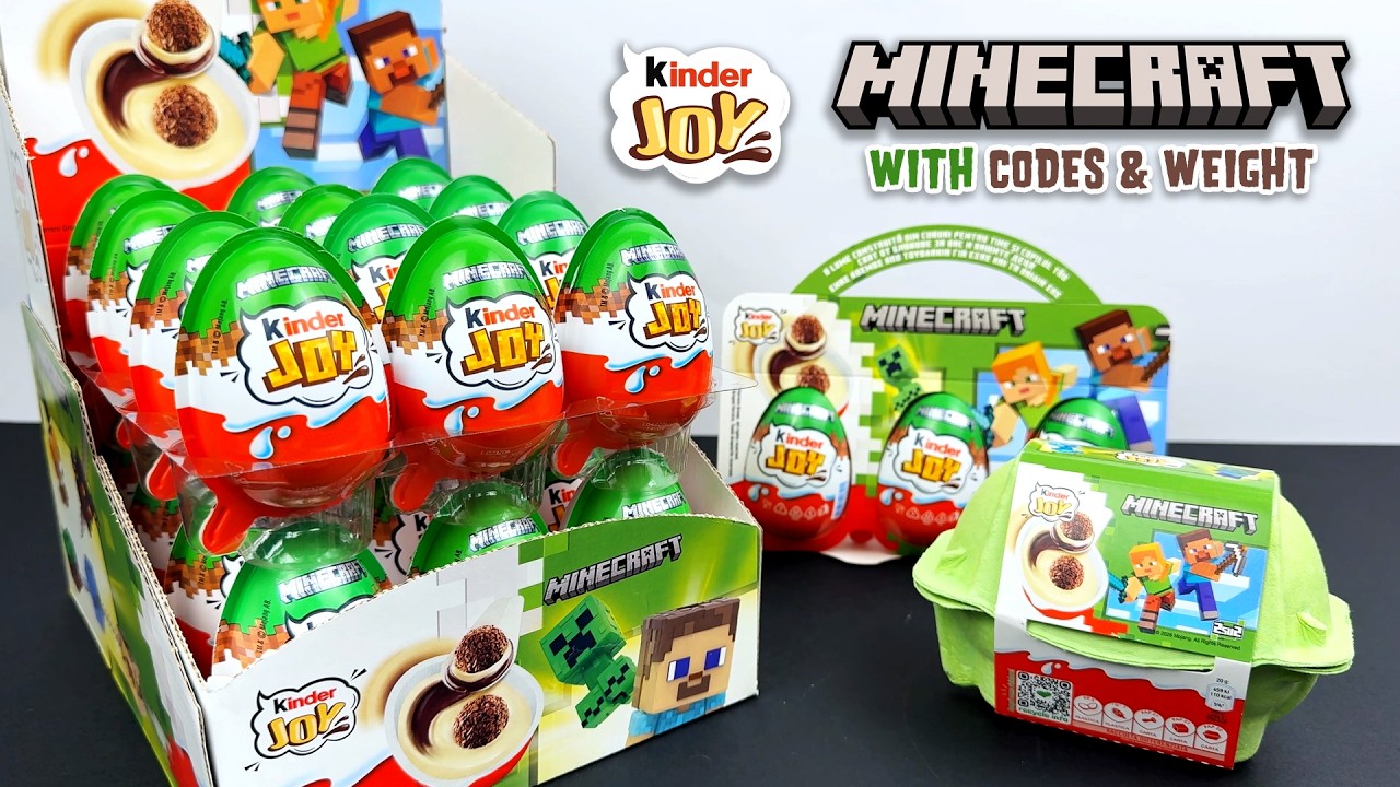 MINECRAFT Kinder Joy Surprise Eggs Unboxing with Codes & Weight 