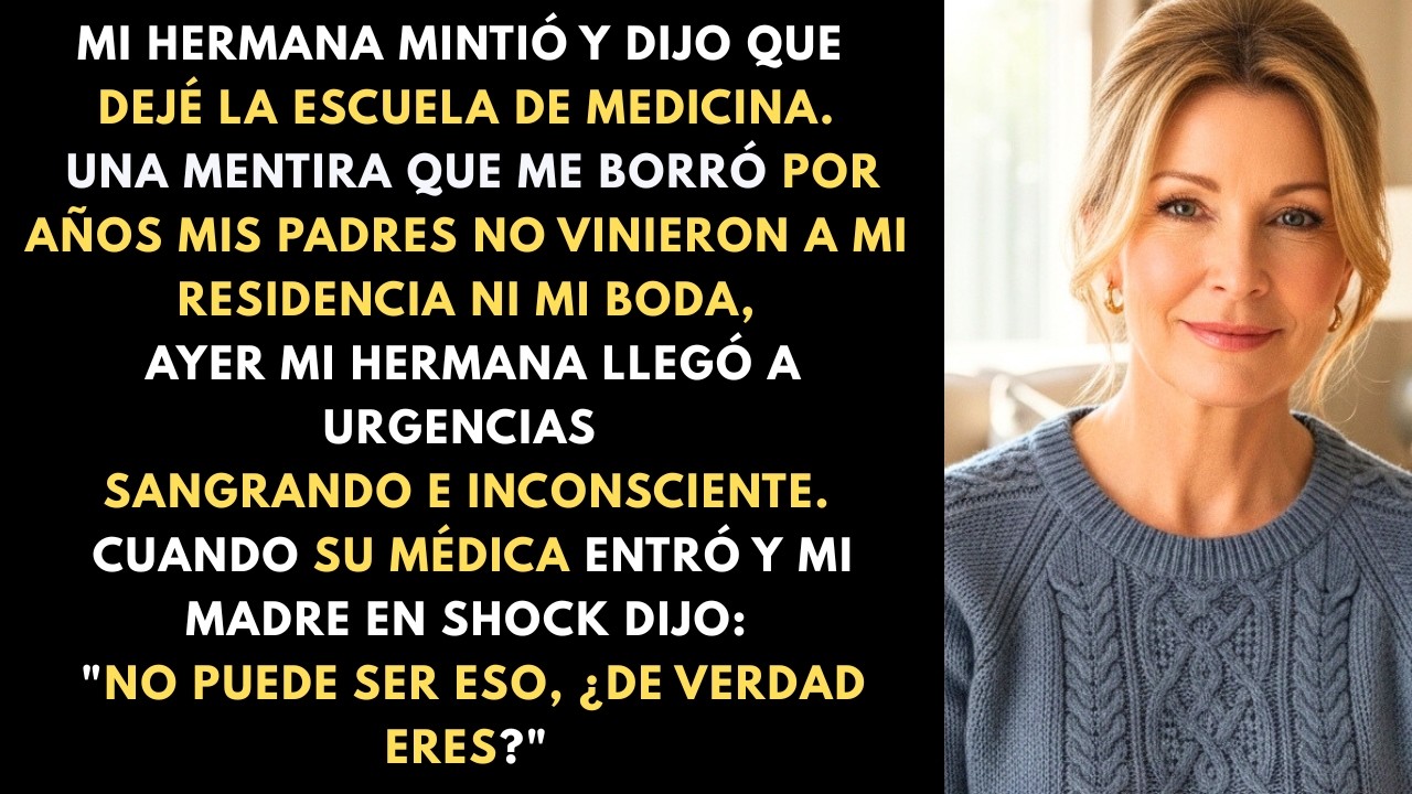 Me borraron por una mentira de mi hermana. 5 años después salvé su vida en mi quirófano!