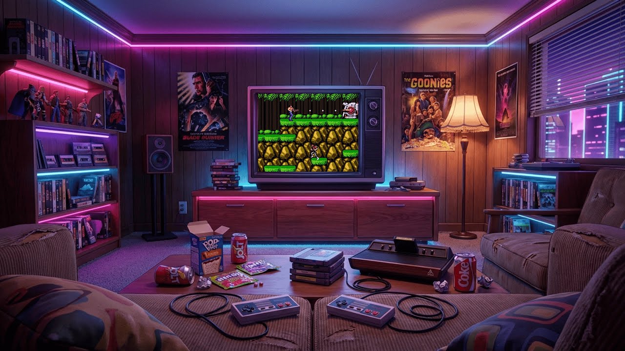 Back to the 80s 🌌 Neon Game Room | Synthwave Radio • Retro Arcade Vibes