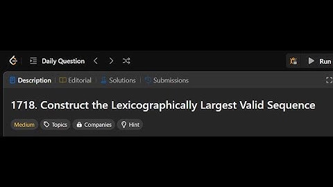 1718. Construct the Lexicographically Largest Valid Sequence | Leetcode solution 16/02/2025 #python3