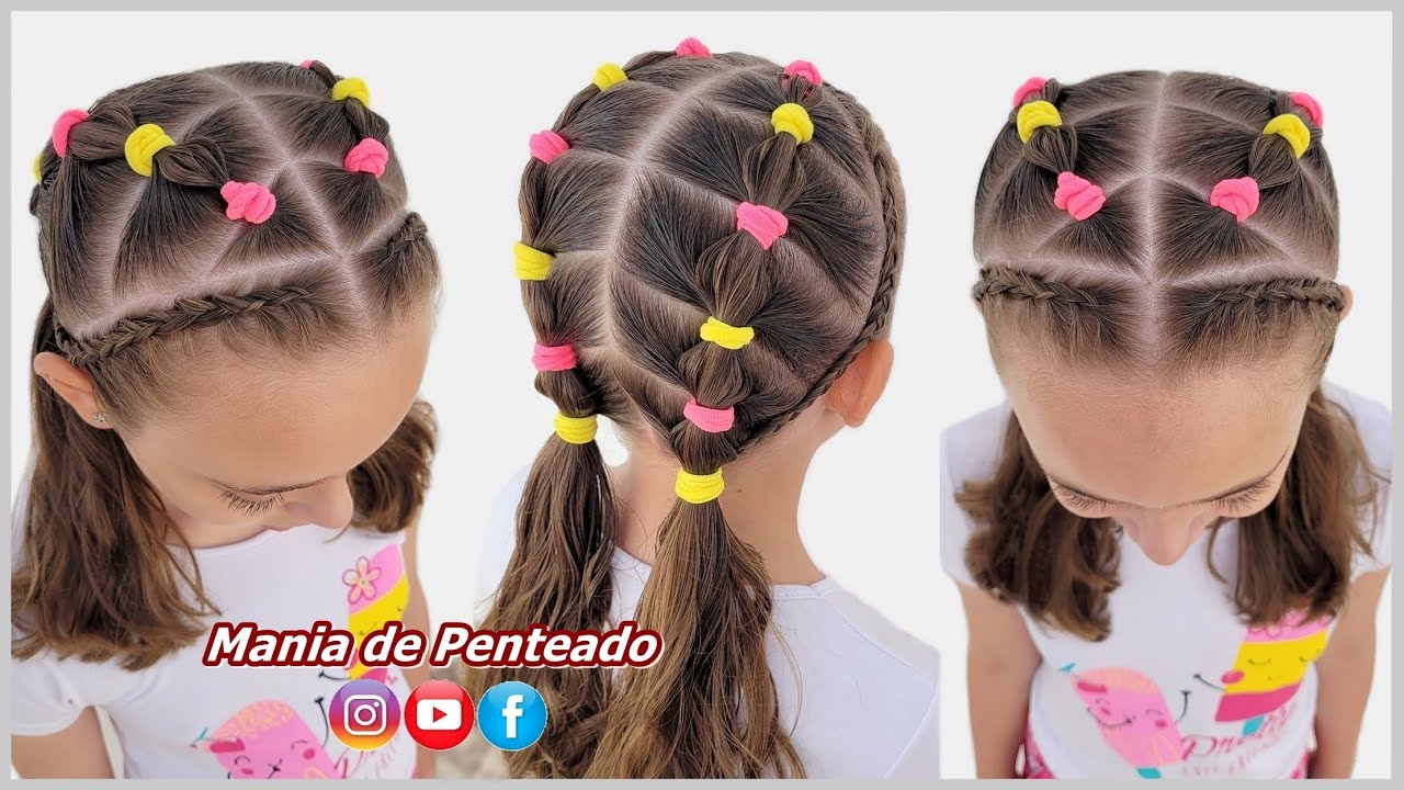 Penteado Infantil com Tranças e Elásticos | Hairstyle with Braids and  Elastics for Little Girls 🥰💕 - thptnganamst.edu.vn