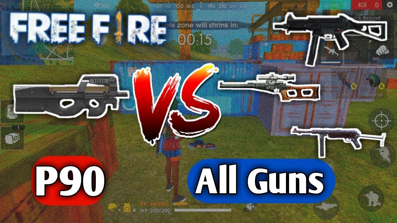 P90 Gun Vs All Guns Of Free Fire Free Fire P90 Guns Vs All Guns Smg Clashy Point Youtube