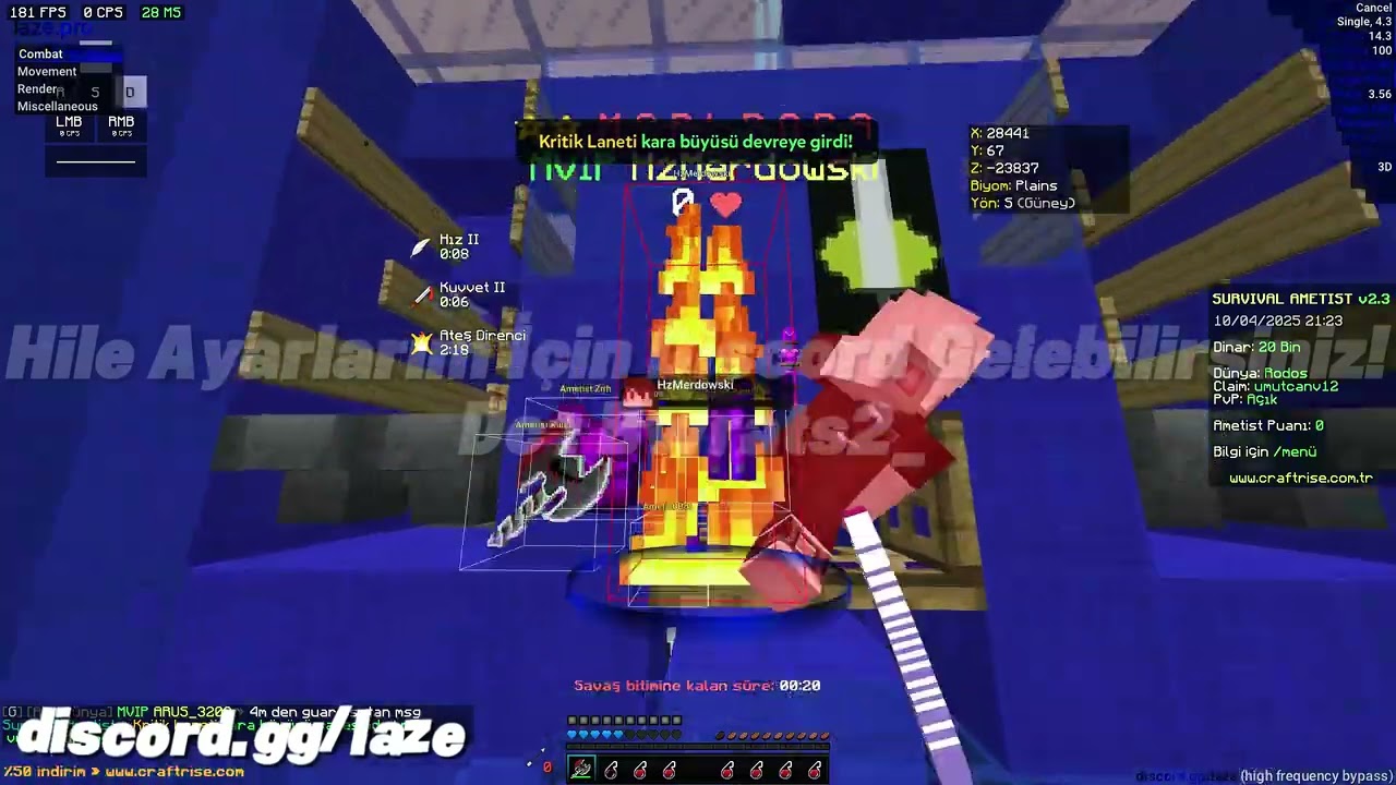 LAZE PRO 6x KRAL/ZEHİR KESME CRAFTRİSE GÜNCEL HİLE | DİSCORD AÇIKLAMADA